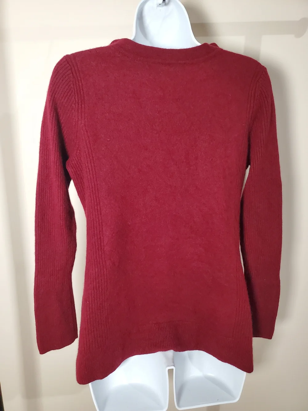 Isaac Mizrahi Live Cashmere V-Neck Tunic Sweater Burgundy Large